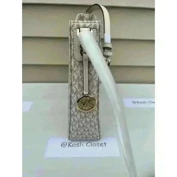 Michael Kors Crossbody Messenger Bag MK Signature Large JetSet Xbody Light Cream - Picture 7 of 10